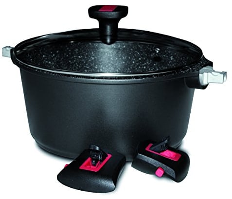 Baumalu 383605 Faitout avec Couvercle 24 cm Granit Pro, Aluminium Forgé, Noir, 24 cm, 29 x 25, 5 x 13, 5 cm