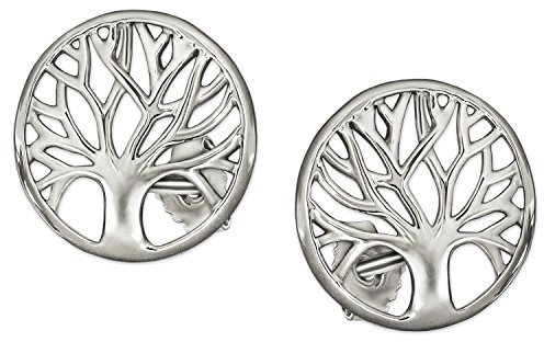 CLEVER SCHMUCK Lebensbaum Ohrring Silber für Damen Baum des Lebens Ohrstecker Ø 9 mm glänzend 925 STERLING im Etui creme