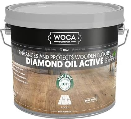 WOCA Denmark Diamond Öl Aktiv 2,5L Extra Weiß - Extrem langlebiges Holzfinish auf pflanzlicher Basis