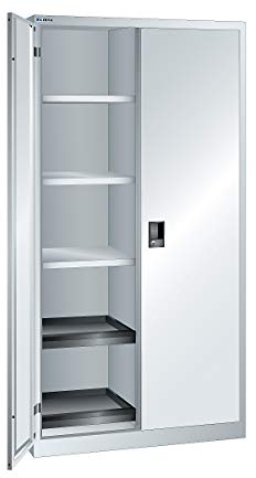 Lista Flügeltürenschrank, HxBxT 1950 x 1000 x 580 mm - Leergehäuse mit 10 Fachböden, lichtgrau - Großraumschränke Großraumschränke