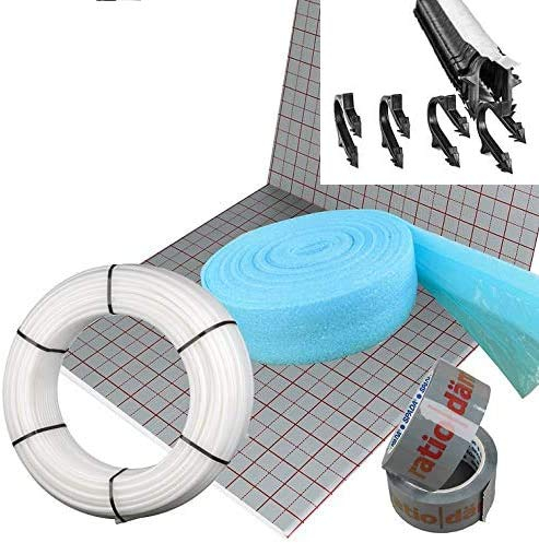 Ratiodämm Fußbodenheizung Trockenbausystem-Sets mit PE-RT Rohr 14 x 2 mm ohne Regeltechnik, 10 m²