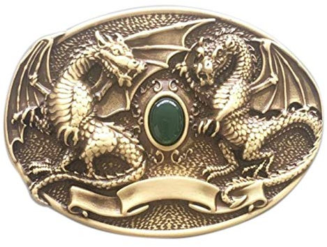 New Twin Dragon Oval Solid Brass Belt Buckle Gürtelschnallen