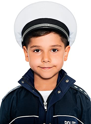 Maskworld Originalgetreue deutsche Polizei-Mütze für kleine Polizisten - Kinder-Kostüm-Accesoire für Karneval Fasching & Halloween - Polizeihut Uniform Weiss - Größe 56