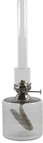Petroleumlampe TUBUS, Höhe 32 cm, runder Mattglas Behälter, Durchmesser 9,5 cm, Inhalt 0,45 l, Leuchtdauer ca. 31 Std., vernickelter Brenner, Gewicht 0,6 kg