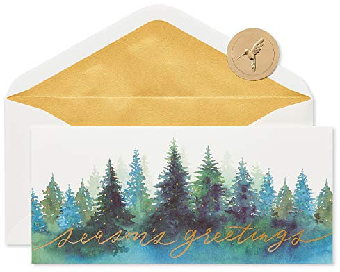 Papyrus Weihnachtskarten mit Umschlägen, Aufschrift Best Wishes, Wald, 16 Stück