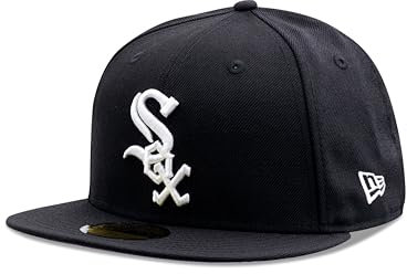 New Era Chicago White Sox 59Fifty Herren Mütze aus Wolle, für Erwachsene, Schwarz/Weiß - - 57 EU