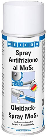 WEICON Spray Antifrizione al MoS2 400 ml di lubrificante a secco Cuscinetti a strisciamento Motori e molto altro ancora