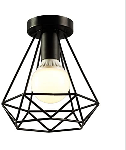 E27 Vintage Deckenleuchte, Geometrischen Käfig Eisen Draht Lampenschirm Deckenlampe, Retro Industrielle Stehlampe Pendelleuchte für Küchen Loft Flur Schlafzimmer Bar Café Laden Salon Restaurant (F)