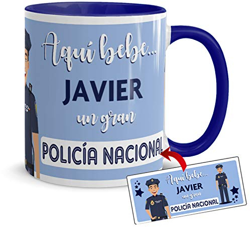 Kembilove Taza Policía Nacional – Tazas de café Personalizadas – Tazas Profesiones – Taza Café Aquí Bebe un Policía Nacional – Tazas Personalizadas con Nombre – Tazas navideñas Originales
