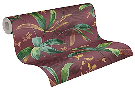A.S. Création Architects Paper Dschungeltapete Jungle Chic Tapete tropisch PVC-freie Vliestapete rot grün gelb matt glatt 377043 37704-3, 10.05 m x 0.53 m