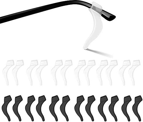 MMOBIEL 12 Paia di Ferma Occhiali con Supporto Punta Stanghette Antiscivolo con Ganci per Orecchie Universali in Silicone, per Occhiali, da Sole, da Vista - Nero e Trasparente