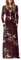 GRECERELLE Women's Casual Maxi Dress Long Sleeve Long Dresses with Pockets and Sleeves for Ladies (Wine Red Floral, XL)
