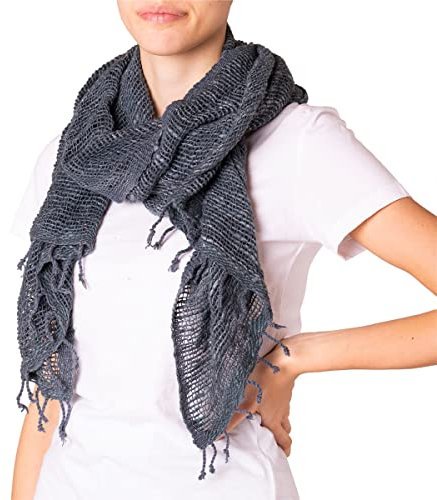 PANASIAM scarf cotton woven, charcoal grey, 165x50cm