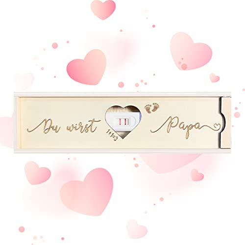 Schwangerschaft Überraschungsbox,Du Wirst Papa Überraschung Box,Überraschung Holz Box,Schwangerschaftsverkündung Verkünden,Überraschungsbox Baby für Papa,Geschenk für Familie (Du Wirst Papa 1+1=3)