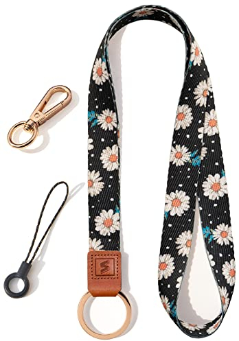 SENLLY Umhängeband Schlüsselband Neck Lanyard strip mit und echtem Leder, für Schlüssel, ID Badge Card Holder, Ausweishülle, Mobile Handys Telefon