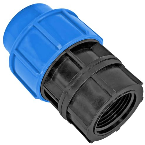 MegaHaustechnik PP-Fitting Klemmverbinder Übergang, 32mm x 3/4 Zoll IG, | Trinkwasser geeignet, Druck 16 Bar, für PE-Rohr-Außendurchmesser 32mm, 3/4 Zoll Innengewinde, Adapter, blau