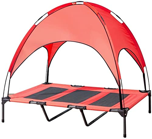 GZGLZDQ Orthopädisches Hundebett mit abnehmbarem Solarzellen-Dach, Sommeratmungsaktives Netz-Hochbett für Hunde-Arthritis-Schmerzlinderung, faltbares Hunde-Hochbett für Garten und Camping
