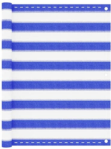 vidaXL Balkon Sichtschutz Bespannung Terrasse Windschutz Sonnenschutz Balkonbespannung Balkonverkleidung Balkonsichtschutz Blau Weiß 90x300cm HDPE