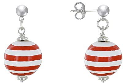 LES POULETTES BIJOUX - Silbernem Metall Ohrstecker Ohrringe Seemann Holzperlen - Rote
