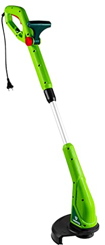 VERTO Grasschneider mit Nennleistung 350W, Schnittbreite 250 mm, Drehzahl 10500 min-1, Schnittlinien-Durchmesser: 1,2 mm, ergonomischen EIN-/Aus-Schalter, verstellbare Teleskoprohrlänge