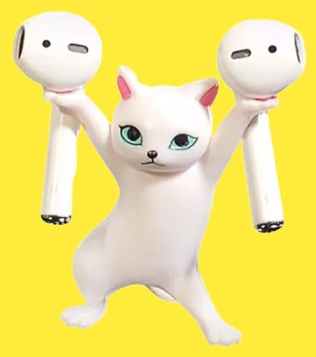 Super Cute Kitty,Airpod-Ständer für den Schreibtisch,tanzende Katze Kopfhörerständer für Ohrhörer,Neuheit Zubehör für Airpods,Apple,Ohrhörerhalter für flache Oberfläche