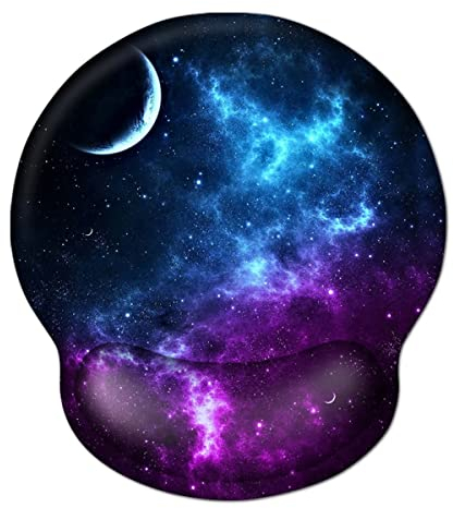 AOKSUNOVA Mousepad mit Handauflage Ergonomisches Mauspad mit Motiv Mauspad mit Gelkissen Galaxie