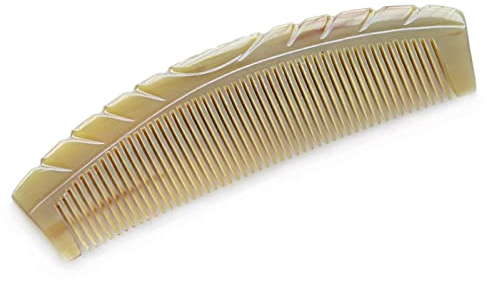 1PC Wide Tooth Yak Horn Kamm Exquisiter Schnitzkamm 15cm Halbmonatskamm,7306 15CM