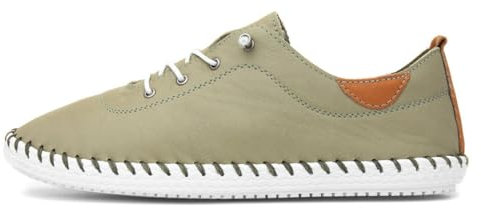 Ladies St Ives Soft Leather Khaki Plimsoll 4 Khaki