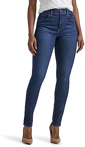 Lee Womens Ultra Lux Comfort with Flex Motion High Rise Skinny Jeans, Deepest Dark, 16 US