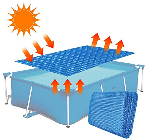Pool Solarabdeckplane Rechteckig 300x200cm | Solarfolie Abdeckung Solarplane Pool Solarabdeckung Luftpolsterabdeckung | Zuschneidbar Solar Folie Poolheizung Abdeckung für Wassererwärmung Wärmeplane