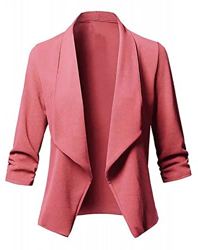 Arbeit Blazer Outfit für Frauen Winter Herbst Langarm Slim Tunika Plissee Cardigan Jacke Blazer Mantel Frauen 2023, H-789 Rosa, XXXXL