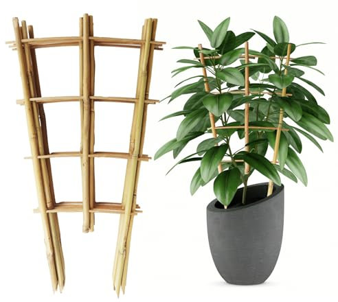 Bamboo Trellis with Plant Labels 16 Inch Small Plant Trellis for Indoor