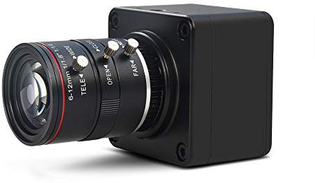 MOKOSE Caméra USB 4K @ 30 fps avec objectif manuel varifocale 6-12 mm Webcam UVC Free Drive compatible Windows Mac OS X Linux