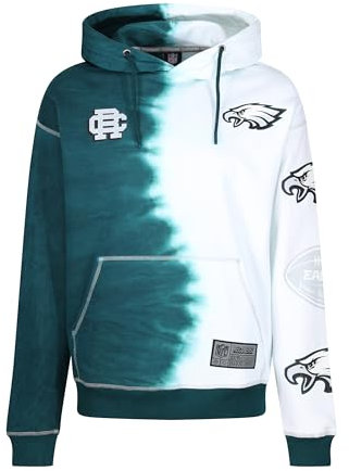 Recovered Philadelphia Eagles NFL Ink Dye Effect Grün auf Weiß Hoody - L