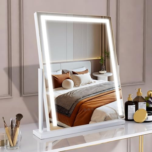 MantoLite Quadrat LED Schminkspiegel mit Beleuchtung,schminktisch,52cm,Weiß