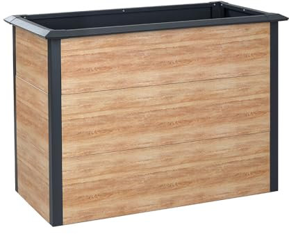 WESTMANN Metall Hochbeet Primus-Multi M | Inkl. Schneckenschutz | Holzoptik/Anthrazit | 100x50x77 cm