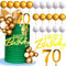 JeVenis White Gold Happy 70 Birthday Cake Decoration 70 Birthday Cake Topper Gold Balls Happy Birthday Sign for Gold White Birthday Party Supplies Favors