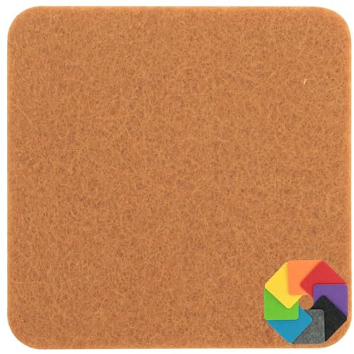 Design Filz Untersetzer eckig - 20x20cm in Ocker für Glas, Getränke, Bar, Tasse, Vase