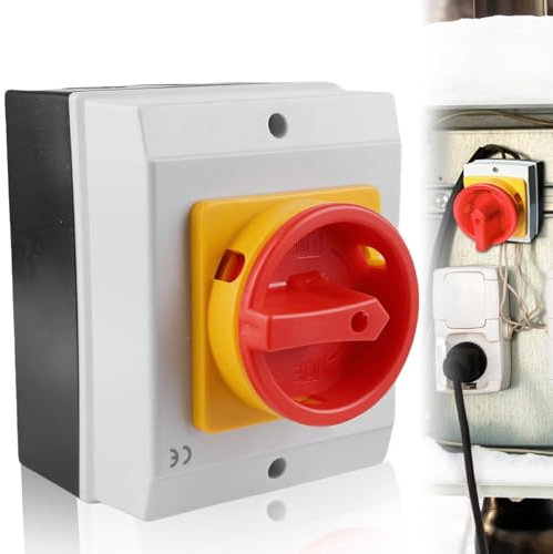 GAOUTO Interrupteur principal Disjoncteur 25 A : interrupteur principal à 4 broches avec séparation du boîtier, interrupteur de séparation, interrupteur principal IP65, interrupteur rotatif pour