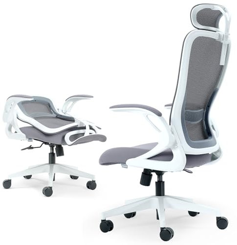 Tervo Model U | Folding Office Chair for Small Spaces | Ergonomic Design with High Rebound Mesh | Computer Desk Chair for Gaming | For Adults & Kids | Foldable & Compact with Flip Up Arms
