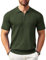 COOFANDY Polo Shirt Herren Sommer Kurzarm Polohemd mit Reißverschluss Strick Slim Fit Retro Männer Polo Hemd Armeegrün M