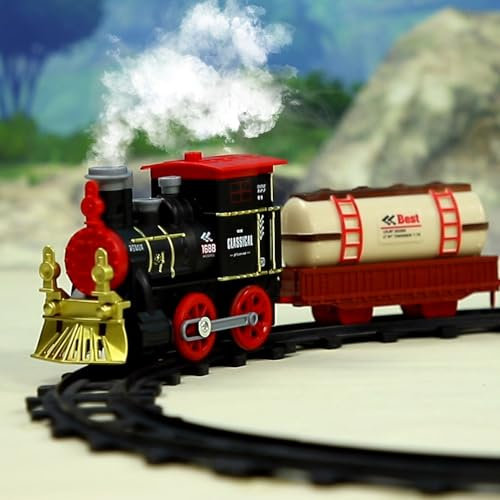 Playtastic Eisenbahn: Batteriebetriebener Zug mit Dampf, Sound- und Licht-Effekten, 210 cm (Modelleisenbahn, Eisenbahn Spielzeug, Weihnachtszug)