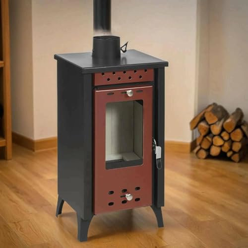 Dmora - Poêle à Bois Dtatarusan, Cheminée au Bois, Foyer au Bois, Poêle Rustique, Made in Italy, 39x33 h74 cm, Beige