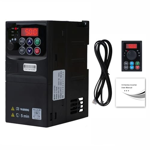 0.75KW Variateur de frequence 220V Entrée monophasée 220V Sortie triphasée 220V Variateur de fréquence Tableau de commande amovible modèle V3-207EE (avec câble d'extension de 1.5m)