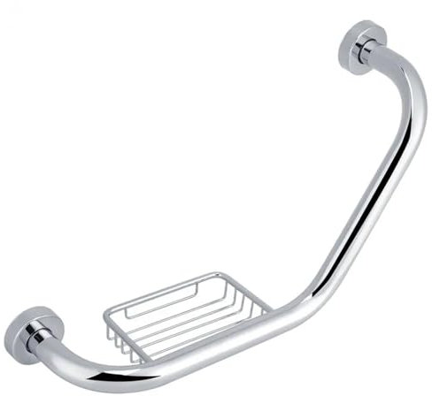 Zjpgcsdsc Armlehne Edelstahl-Badezimmer-Haltegriff mit Seifenhalter, Badewannen-Armgriff, Badewanne, Duschwanne, Rutschfester Handlaufgriff for ältere Menschen