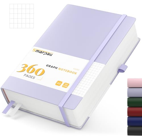 Notizbuch A5 Kariert Journal - Hardcover Leder Journal mit 360 Seiten 100gsm dickes Papier, College Ruled Journal Notebook für Frauen Männer Schreiben Schule Büro, 14.5 x 21cm- Lila
