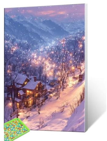DIY Diamond Painting, Schneeszene Diamond Art Painting Kits for Adults, Kinder und Beginner Embroidery Pictures Arts Crafts for, Mosaikherstellung, Set for Wall Decoration Geschenk 80x110cm S-727