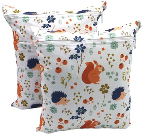 2 Pcs Sacs à Couches Lavables, Résistance à l'eau et Sac à Couches Lavables, Organisateur de couches de voyage de sac sec humide réutilisable lavable imperméable pour la couche de bébé, voyage, plage