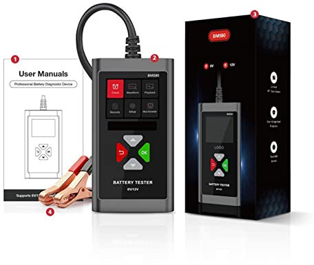 Battery Testers, Battery Tester Automotive Test Tools BM580 Car Motorcycle Health Testing Reversible Access Clip Voltmeter KW650