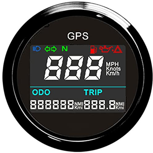 Boot GPS Tachometer 52mm Digital Entfernungsmesser Wasserdicht IP67 KMH MPH Knoten Einstellbare Tacho für Auto Motorrad LKW (Schwarz)